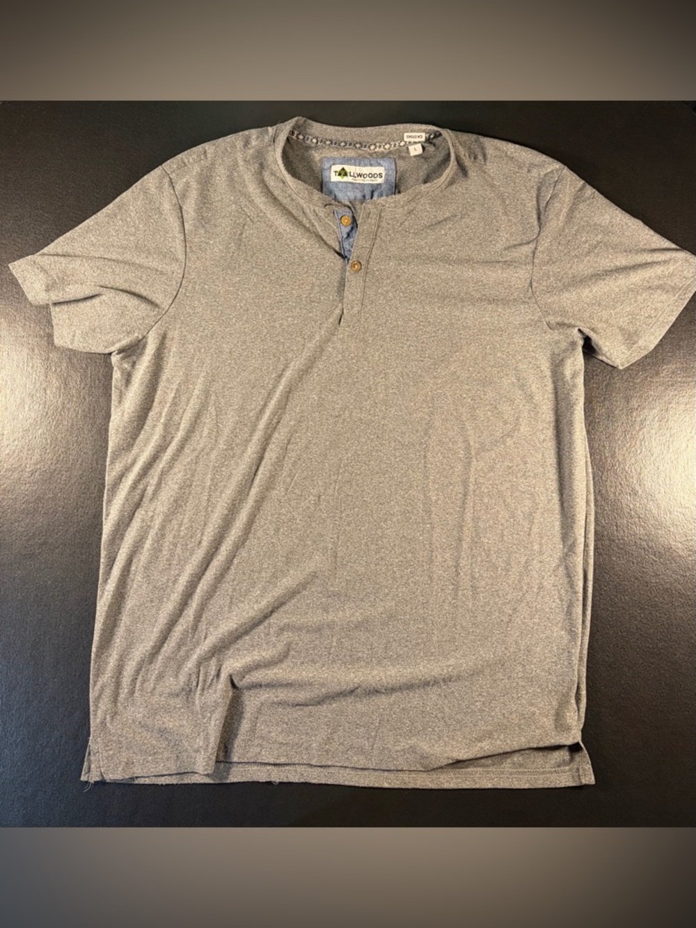 Tallwoods Men’s Short Sleeve Henley in Heather Gray
